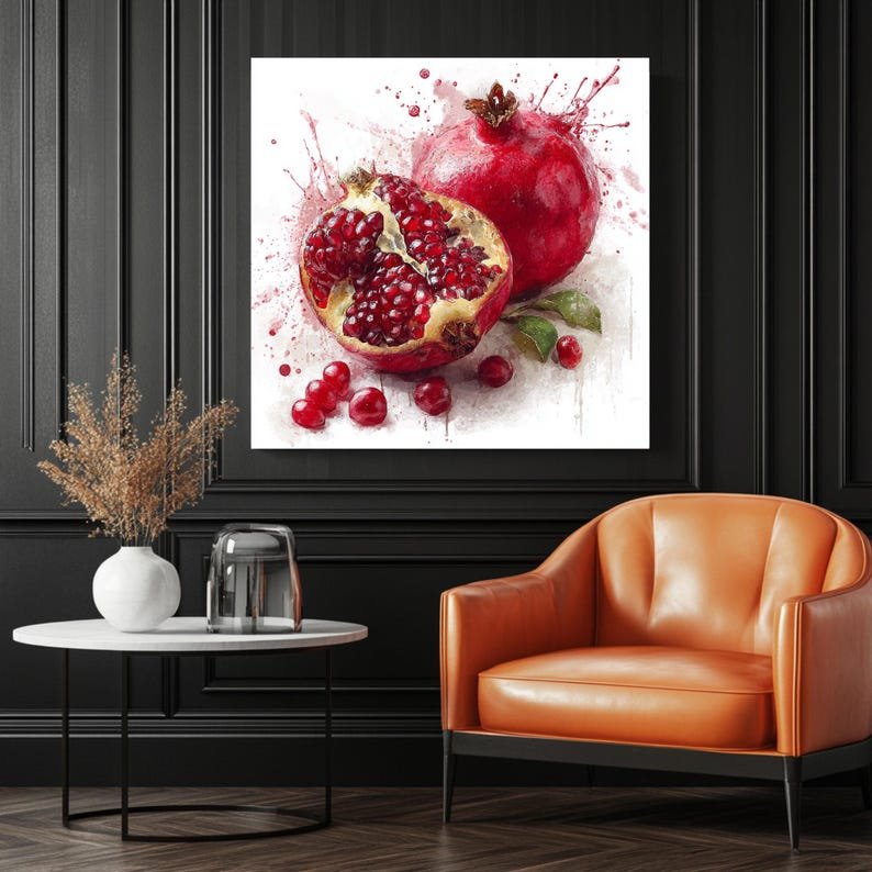 Pomegranate Wall Art, Canvas Or Poster, Fruit Decor, Kitchen Decor, Dining Decor, Home Office Decor, Botanical Wall Hanging, Fruit Art - Image 3