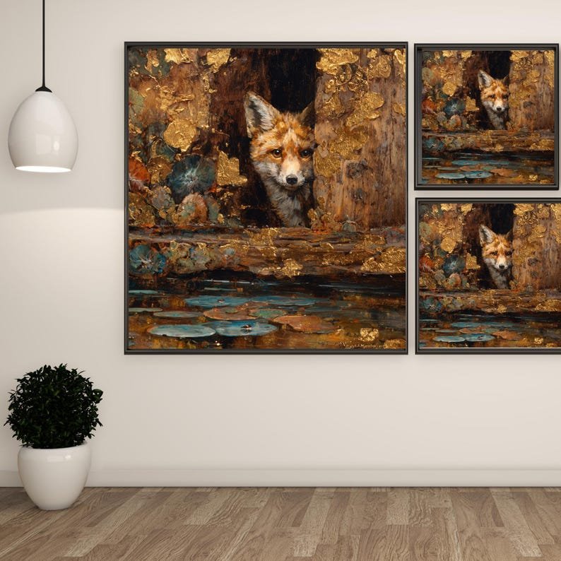 Fox Wall Art, Canvas Or Poster, Fox Wall Hanging, Living Room Decor, Animal Decor, Office Decor, Fox Wall Hanging, Whimsical Art, Nursery - Image 2