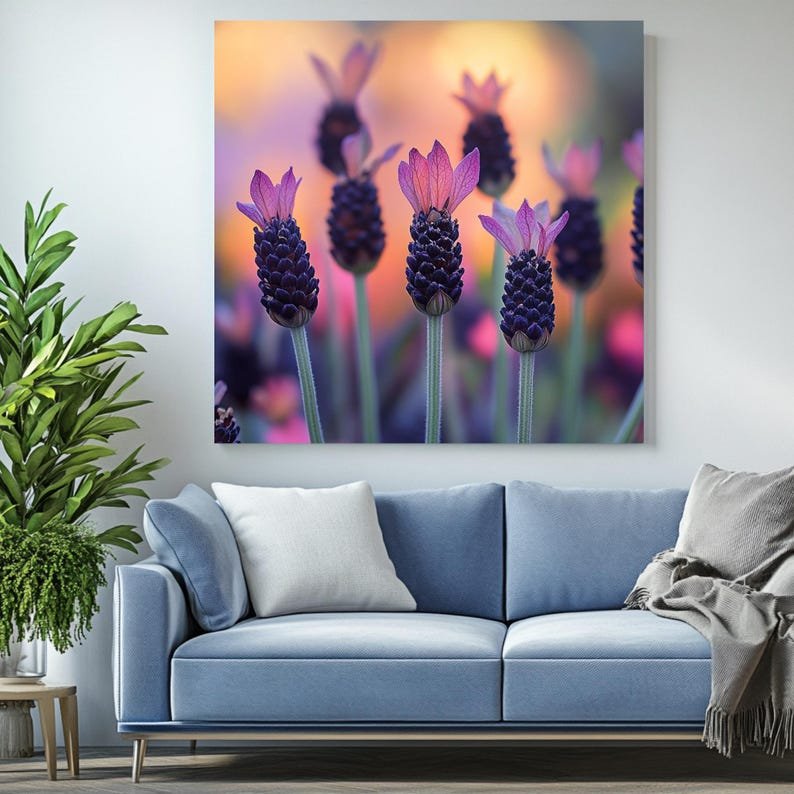 Lavender Flower Wall Art, Canvas or Poster, Purple Floral Wall Decor, Botanical Wall Hanging, Gallery Wall Art, Bedroom Wall Art, Home Decor - Image 4