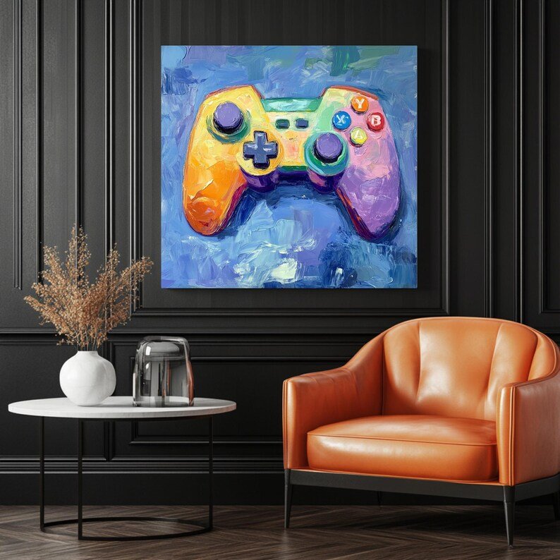 Game Room Decor, Canvas or Poster, Gaming Controller Canvas, Gaming Controller Poster, Gamer Gift, Gaming Wall Art, Teen Room Decor - Image 3