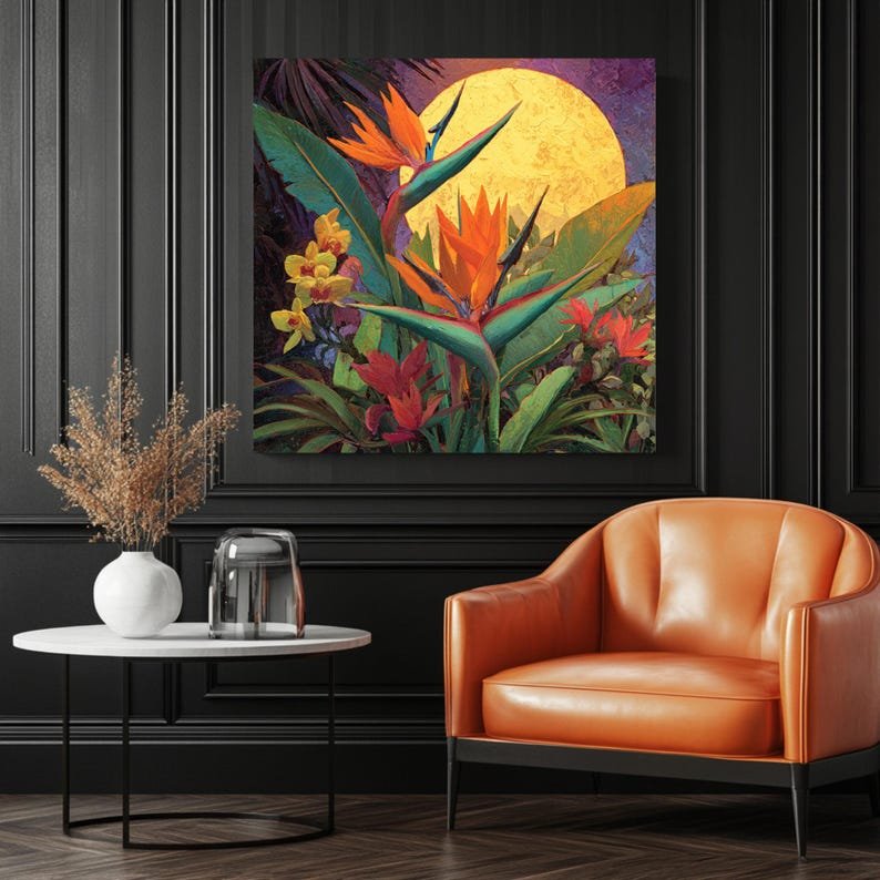 Bird of Paradise Wall Art, Canvas or Poster, Tropical Botanical Home Decor, Living Room Bedroom Office Wall Hanging, Exotic Flower Wall Art - Image 3