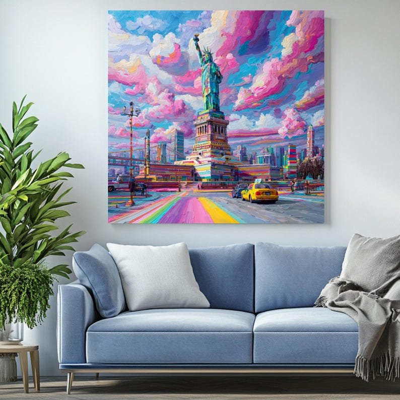Statue of Liberty Wall Art, Canvas or Poster, City Decor, Living Room Decor, Contemporary Art, Home Wall Art, Whimsical Art, New York Art - Image 4
