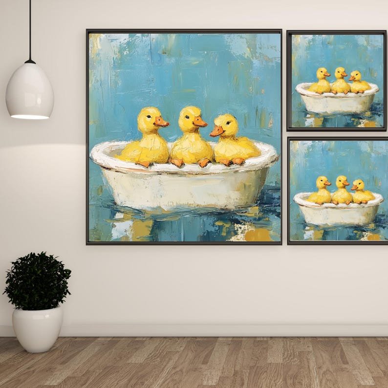 Three Ducks In Bathtub , Canvas Or Poster, Bathroom Wall Art, Nursery Wall Decor, Bathroom Decor, Kids Decor, Home Decor, Ducks Wall Art - Image 2