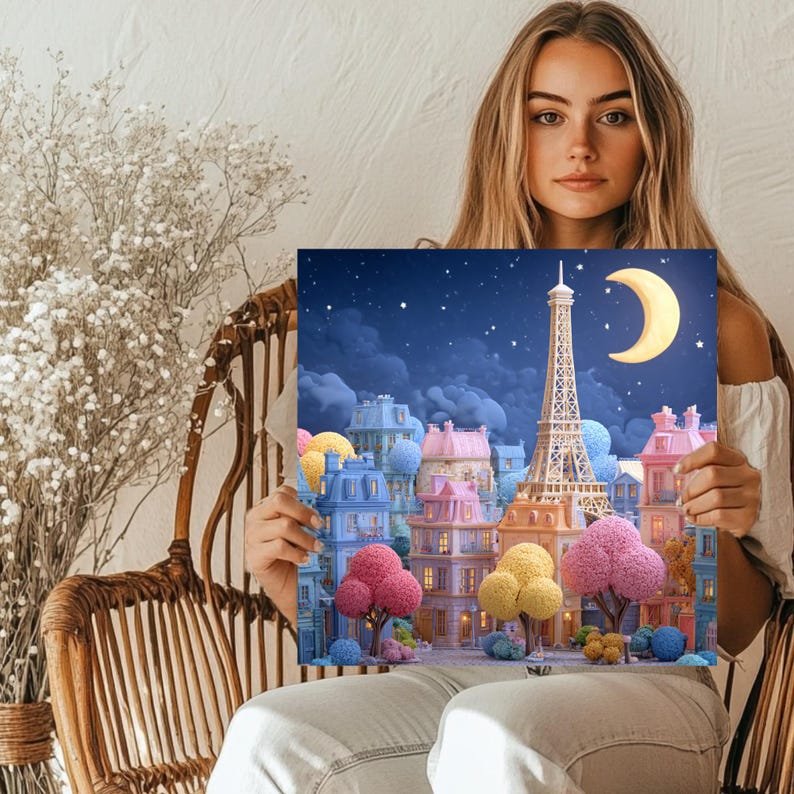 3d Paris Wall Art, Canvas Or Poster, Kids Decor, Whimsical Wall Decor, Paris Art Print, Nursery Wall Art, Eiffel Tower Decor - Image 5