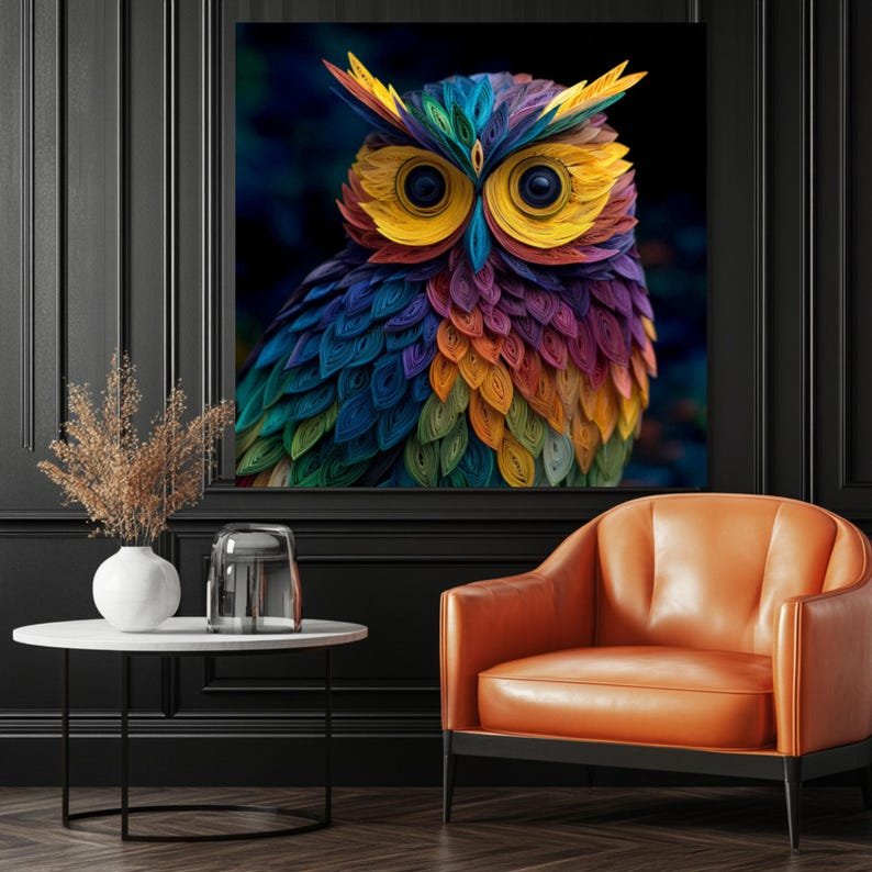 Owl Wall Art, Canvas or Poster, Whimsical Owl Portrait, Animal Wall Hanging, Modern Decor, Living Room Decor, Bedroom Decor, Kids Decor - Image 4