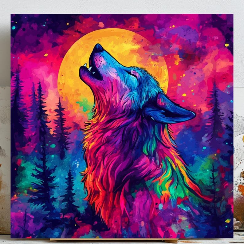 Wolf Howling Wall Decor, Canvas Or Poster, Animal Decor, Wolf Wall Decor, Contemporary Design, Modern Wall Art, Wolf Wall Hanging