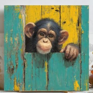 Monkey Wall Art, Canvas Or Poster, Tropical Home Decor, Jungle Theme, Animal Print, Monkey Gift, Kids Room Decor, Safari Art, Home Decor