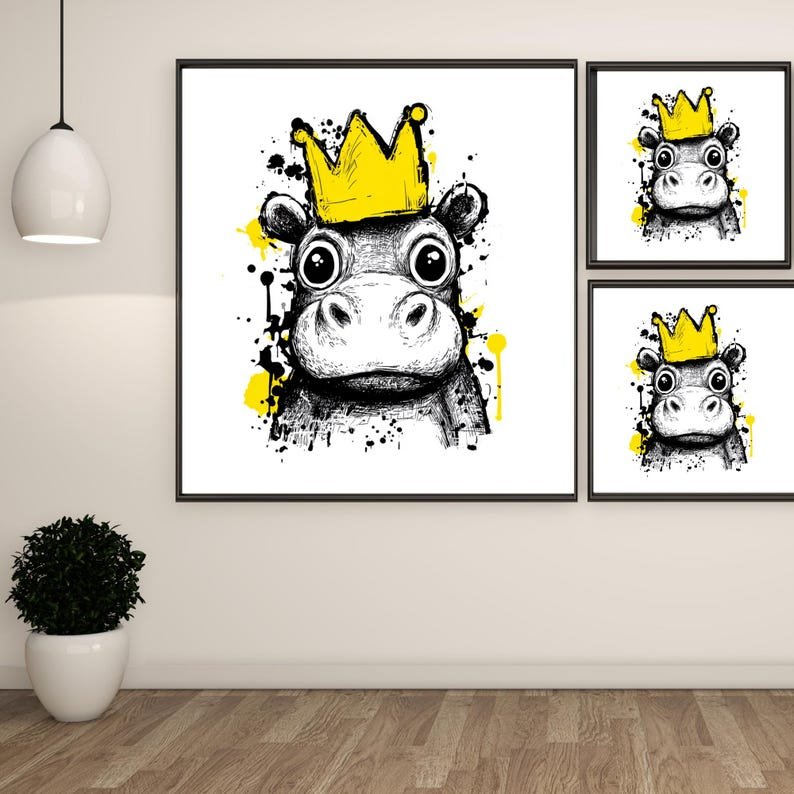 Funny Cow Wall Art, Canvas Or Poster, Quirky Animal Decor, Modern Pop Art Style, Farmhouse Wall Art, Cow Illustration, Animal Wall Hanging - Image 2