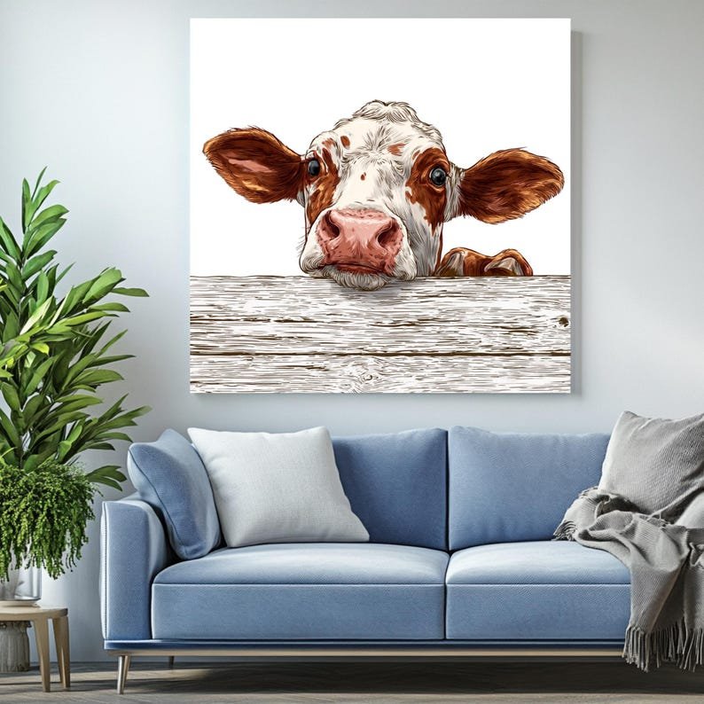 Cow Wall Art, Canvas Or Poster, Farmhouse Decor, Rustic Home Decor, Animal Print, Cow Gift, Kitchen Wall Art, Home Decor, Bedroom Wall Art - Image 4