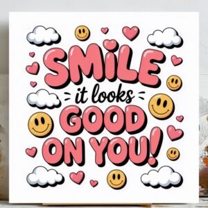Smile It Looks Good On You, Canvas or Poster, Uplifting Wall Decor, Home Office Wall Art, Modern Motivational Design, Cute Gift Idea