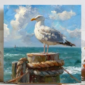 Seagull Coastal Print: Beach House Nautical Wall Art