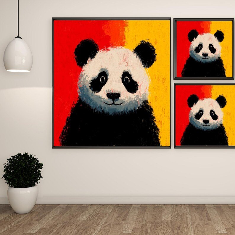 Panda Wall Art, Canvas Or Poster, Cute Panda Print, Nursery Wall Art, Panda Decor, Animal Wall Art, Kids Room Decor, Printable Wall Art - Image 2