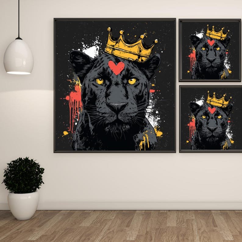 Black Panther Art, Panther Wall Art, Wildlife Lovers, Digital Download, Home Decor, Jungle Animal Print, Canvas or Poster - Image 2
