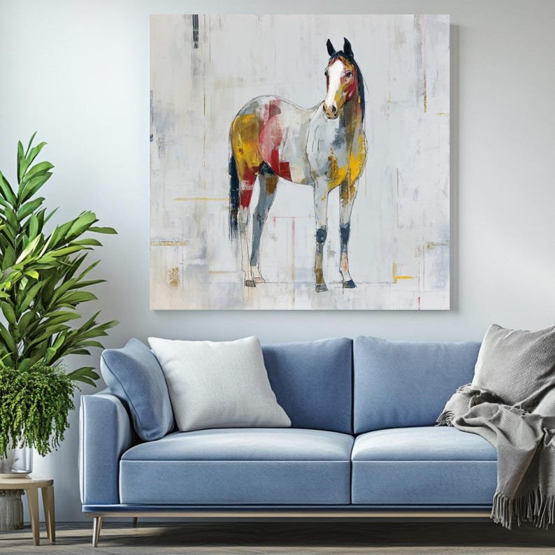 Abstract Horse Painting, Canvas Or Poster, Equestrian Wall Art, Modern Horse Decor, Living Room Art, Farmhouse Wall Decor, Horse Lover Gift - Image 3