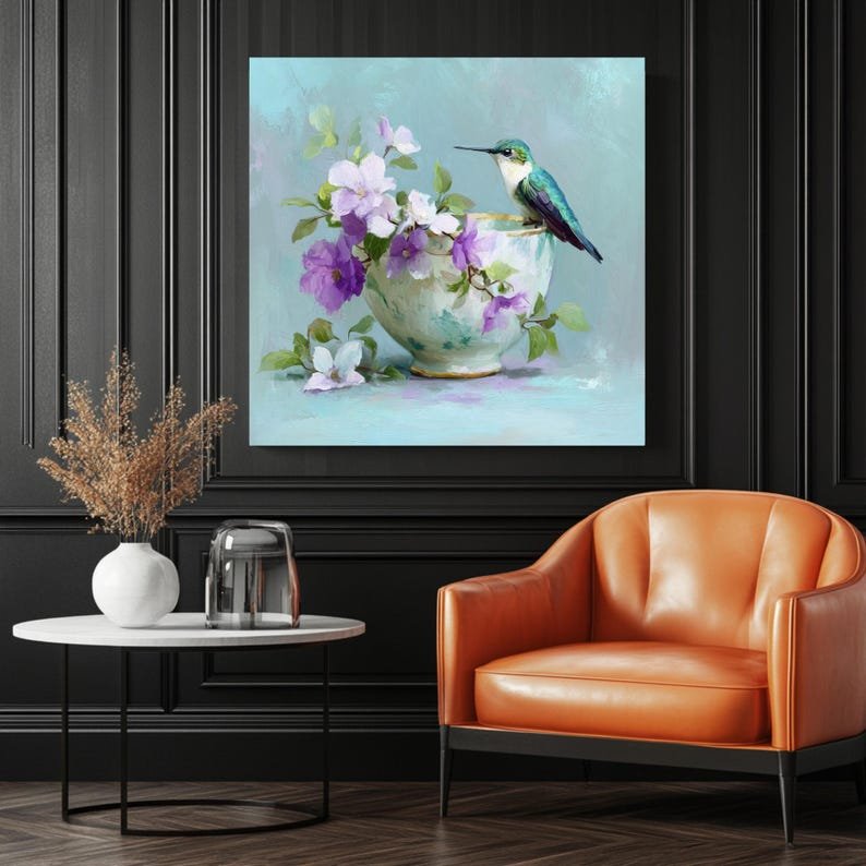 Hummingbird Wall Art, Canvas Or Poster, Floral Decor, Flower Wall Art, Living Room Bedroom Wall Art, Elegant Wall Decor, Spring Home Artwork - Image 3