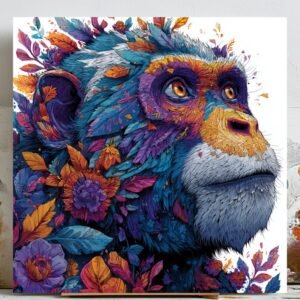 Vibrant Gorilla Art Print, Canvas or Poster for Home & Office, Colorful Jungle Chimpanzee Wall Decor, Abstract Animal Wall Art