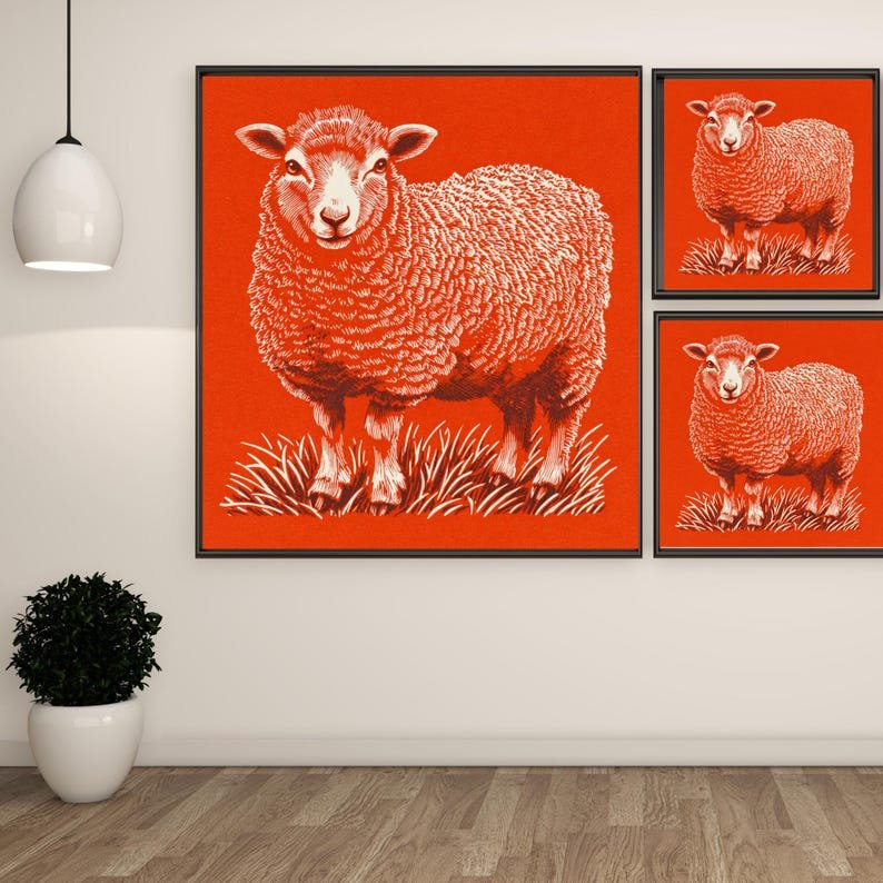 Sheep Wall Art, Canvas Or Poster, Rustic Farmhouse Kitchen Decor, Country Animal Wall Art, Vintage Farm Print, Living Room Bedroom Wall Art - Image 2