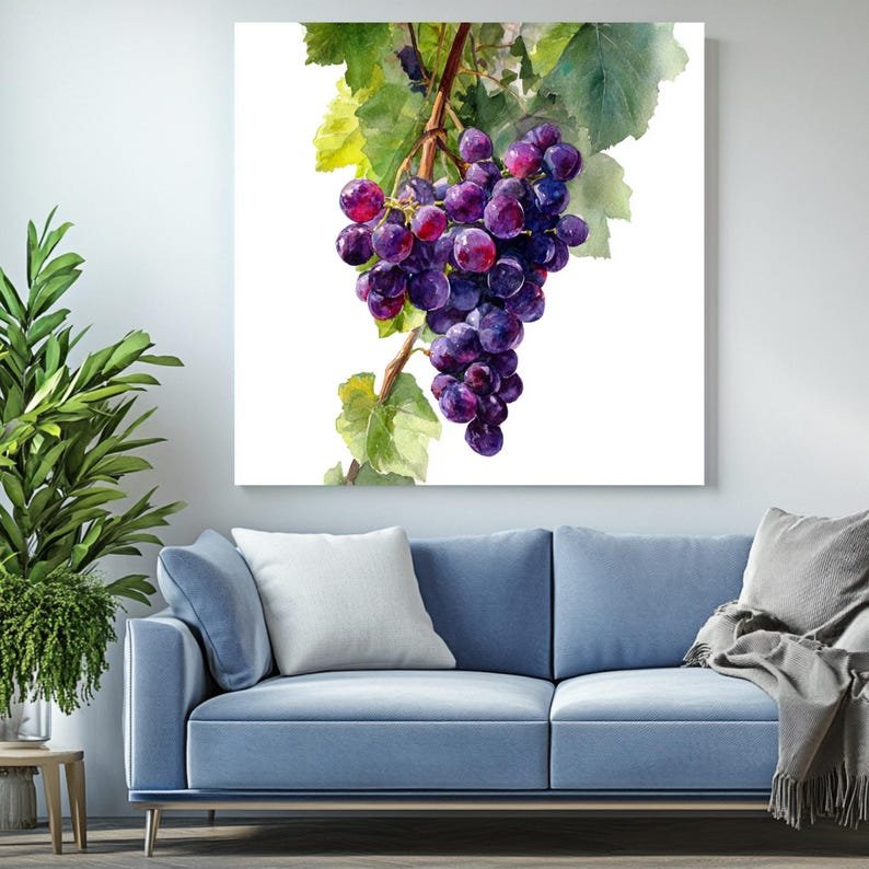 Grapes Wall Art, Canvas Or Poster, Kitchen Decor, Dining Room Decor, Fruit Wall Art, Rustic Wall Hanging, Vineyard Art, Grape Artwork - Image 4