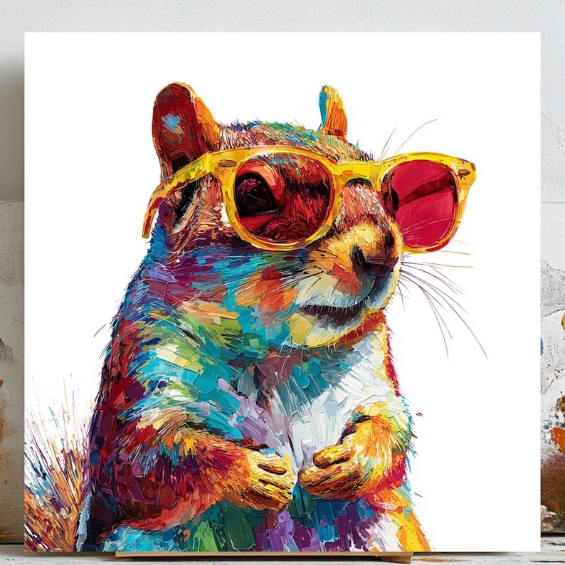 Squirrel Wall Art Print, Canvas Or Poster, Woodland Nursery Decor, Cute Forest Animal Printable, Office Wall Art, Nature Wall Art