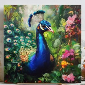 Peacock Wall Art, Canvas or Poster, Peacock Art Print, Peacock Painting, Bird Wall Art, Peacock Decor, Vintage Peacock Art, Framed Wall Art