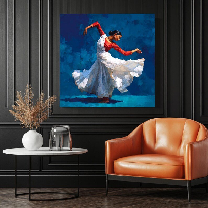 Traditional Dance Wall Art, Canvas or Poster, Cultural Painting Decor, Elegant Bharatanatyam Art for Living Room Bedroom Entryway Wall Art - Image 3