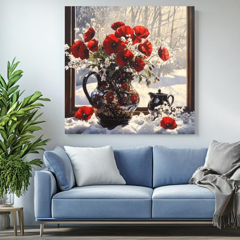Flower Vase Wall Art, Poster or Canvas, Floral Art Print, Living Room Art, Modern Decoration, Gift For Plant Lovers, Kitchen Wall Art - Image 4