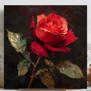 Red Rose Wall Art, Canvas or Poster, Bedroom Wall Decor, Romantic Flower Art, Elegant Floral Painting, Home Decor, Red Rose Artwork