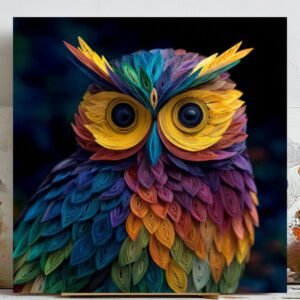 Owl Wall Art, Canvas or Poster, Whimsical Owl Portrait, Animal Wall Hanging, Modern Decor, Living Room Decor, Bedroom Decor, Kids Decor