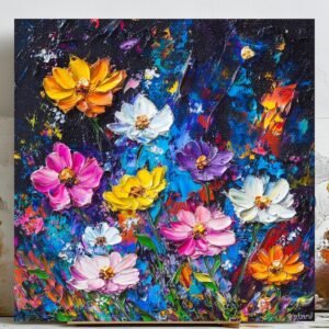 Abstract Flower Painting Wall Art, Poster or Canvas, Colorful Floral Art, Floral Wall Decor, Modern Art, Living Room Art,Minimalist Wall Art