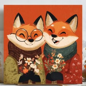 Fox Couple Wall Art, Canvas Or Poster, Woodland Animal Decor, Rustic Wall Hanging, Romantic Fox Print, Country Home Wall Art, Nursery Decor