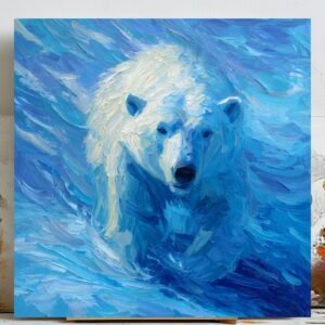 Polar Bear Wall Art, Canvas Or Poster, Arctic Wildlife Decor, Winter Animal Print, Bedroom Decor, Cabin Wall Art, Scandinavian Home Decor