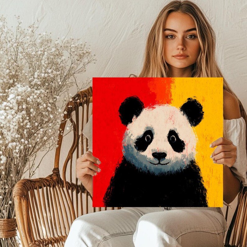 Panda Wall Art, Canvas Or Poster, Cute Panda Print, Nursery Wall Art, Panda Decor, Animal Wall Art, Kids Room Decor, Printable Wall Art - Image 5