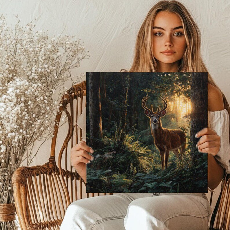 Deer Wall Art, Canvas Or Poster, Animal Decor, Living Room Decor, Contemporary Art, Home Wall Art, Whimsical Forest Art,Unique Wall Hangings - Image 5