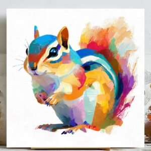 Colorful Chipmunk Wall Art, Canvas Or Poster, Vibrant Animal Decor, Living Room Decor, Modern Abstract Art, Chipmunk Painting, Kids Gift