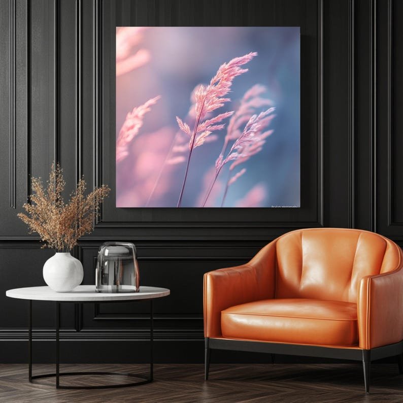 Pink Pampas Wall Art, Canvas Or Poster, Modern Wall Art, Nature Decor, Living Room Decor, Bedroom Decor, Botanical Wall Hanging, Soft Grass - Image 3