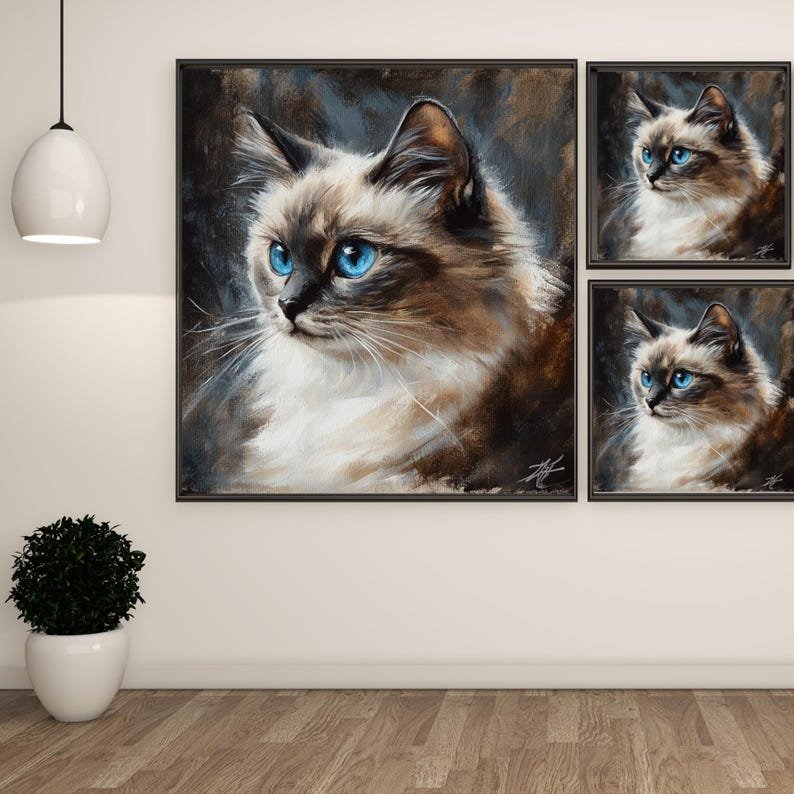 Blue Eyed Cat Wall Art, Siamese Cat Print, Cute Cat Poster, Cat Lover Gift, Animal Wall Decor, Pet Portrait Print, Minimalist Cat Art - Image 2