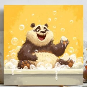 Panda In Bathtub, Canvas Or Poster, Kids Decor, Bathroom Wall Art, Animal Decor, Funny Wall Art, Home Decor, Panda Wall Hanging