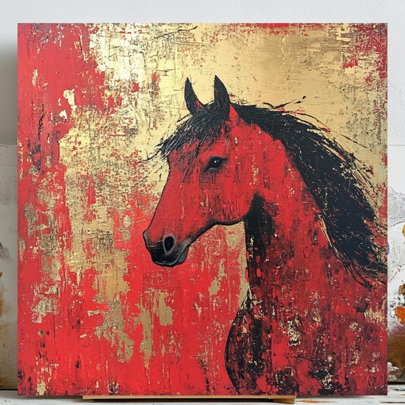 Abstract Horse Wall Art, Canvas Or Poster, Rustic Western Decor, Equestrian Wall Art, Room Wall Art,Cabin Wall Hanging,Gift For Horse Lovers