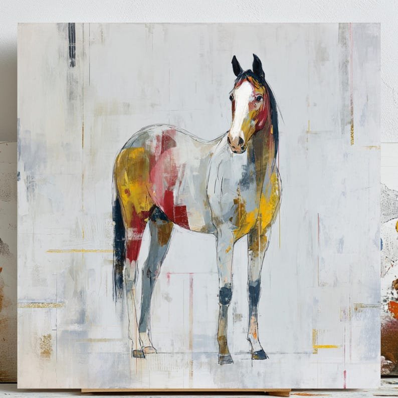 Abstract Horse Painting, Canvas Or Poster, Equestrian Wall Art, Modern Horse Decor, Living Room Art, Farmhouse Wall Decor, Horse Lover Gift