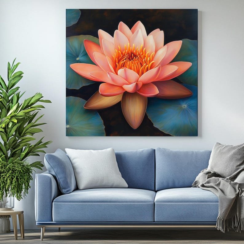 Lotus Wall Art, Canvas or Poster, Lotus Flower Art, Floral Wall Decor, Lotus Home Decor, Bedroom Decor, Modern Decor, Zen Wall Art, Flower - Image 4