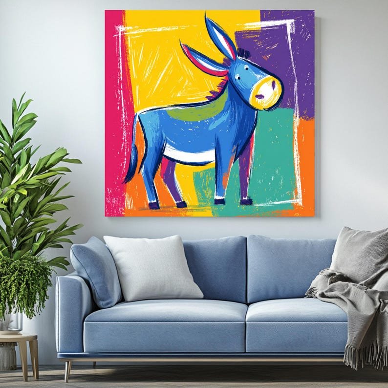 Donkey Wall Art, Canvas Or Poster, Animal Decor, Living Room Decor, Contemporary Art, Home Wall Art, Whimsical Art, Unique Wall Hangings - Image 3