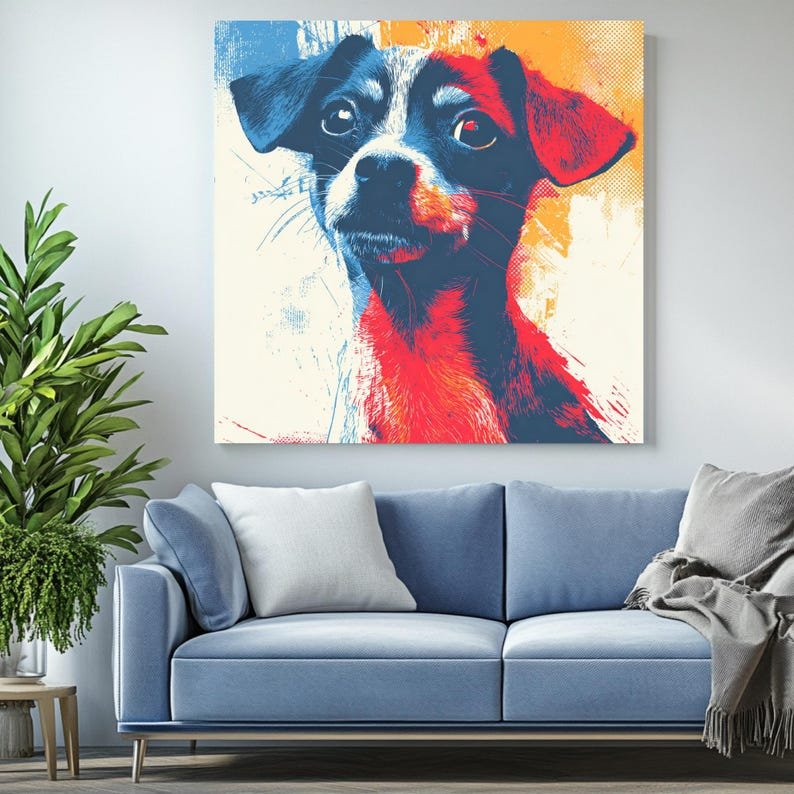 Colorful Chihuahua Pop Art Wall Decor, Canvas Or Poster, Modern Dog Graffiti Style Art, Vibrant Puppy Wall Hanging, Abstract Animal Decor - Image 3