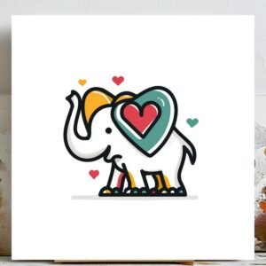 Cute Elephant Heart Wall Art, Canvas Or Poster, Nursery Wall Decor, Kids Room Art, Baby Shower Gift, Modern Animal Print, Elephant Decor