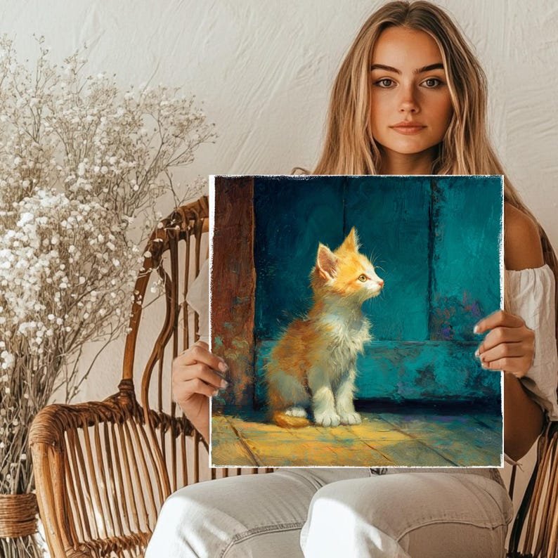 Orange Cat Wall Art, Canvas Or Poster, Animal Decor, Modern Decor, Pet Wall Art, Living Room Decor, Office Decor, Cat Wall Hanging - Image 5