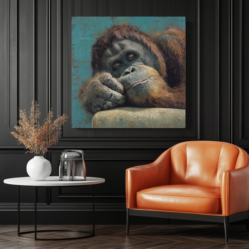 Orangutan Wall Art, Canvas or Poster, Animal Wall Hanging, Wildlife Wall Decor, Living Room Wall Art, Home Wall Decoration, Animal Decor - Image 3