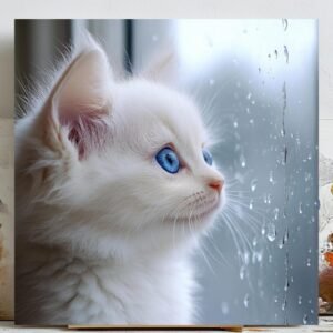 Cat Looking Out Window, Canvas Or Poster, Animal Wall Art, Living Room Wall Art, Modern Wall Art, Eclectic Wall Art, Gift For Cat Lovers