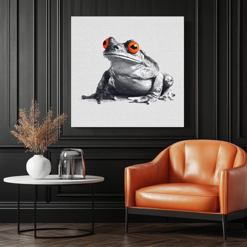 Frog Wall Art, Canvas Or Poster, Whimsical Animal Decor, Nature Inspired Print, Rustic Wall Hanging, Cute Frog Art, Bathroom Wall Art - Image 3