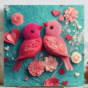 Love Birds Wall Art, Canvas or Poster, Romantic Wall Art, Bird Wall Decor, Anniversary Gift, Wedding Gift, Bedroom Wall Decor, Couples Gift