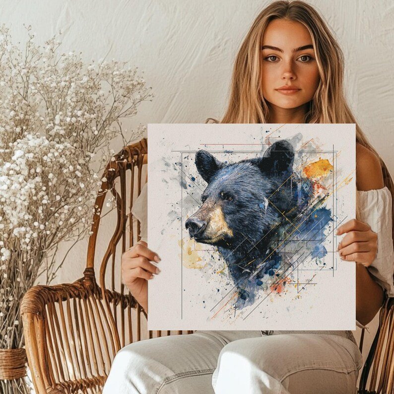 Bear Wall Art, Canvas Or Poster, Wildlife Decor, Bear-themed Artwork, living Room Decor, Bear Wall Hangings, Animal Art, Wall Hanging - Image 5