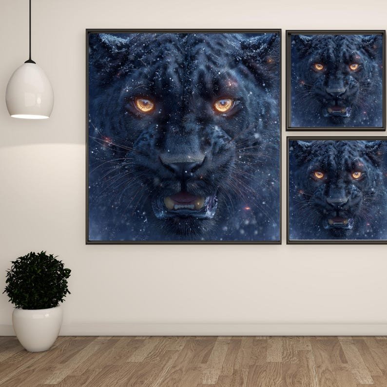 Black Panther Wall Art, Canvas Or Poster, Animal Wall Art, Jungle Home Decor, Wildlife Wall Artwork, Living Room Wall Art, Panther Decor - Image 2